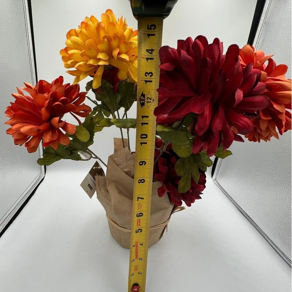 Ashland Fall Potted Mums Faux Floral Decor OS Red Orange Yellow Brand New NWOT
